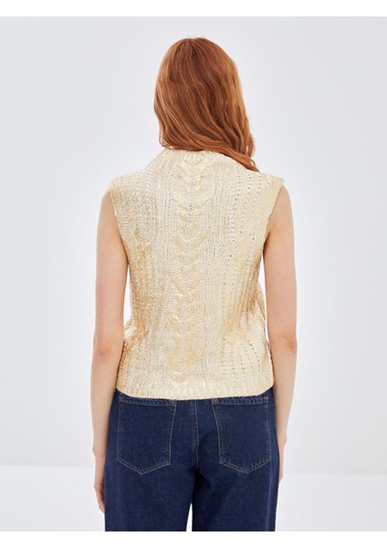 Yeni Sezon Yarım Balıkçı Yaka Kendinden Desenli Kadın Triko Süveter modelleri