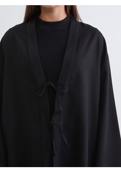 Yeni Sezon Şal Yaka Çizgili Oversize Kadın Kimono modelleri