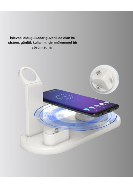 4’lü Apple Kablosuz Şarj Standı iPhone Watch ve Airpods Çoklu Şarjlı - ?93?68E9-5G8093 modelleri