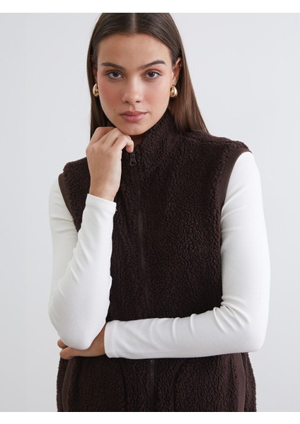 Yeni Sezon Dik Yaka Kadın Pelüş Yelek