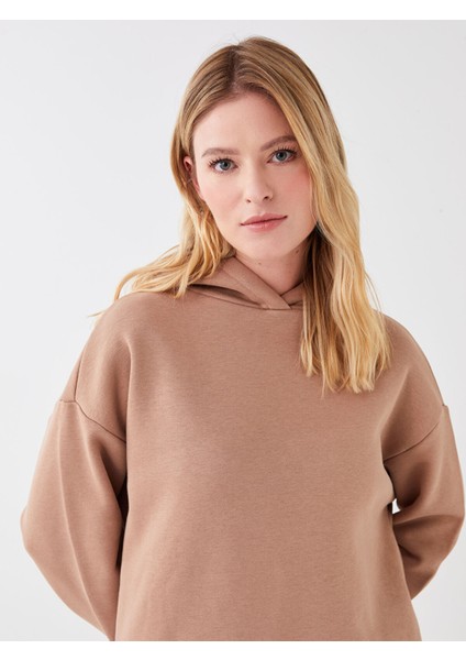 Yeni Sezon Kapüşonlu Düz Uzun Kollu Kadın Sweatshirt Pijama Üstü