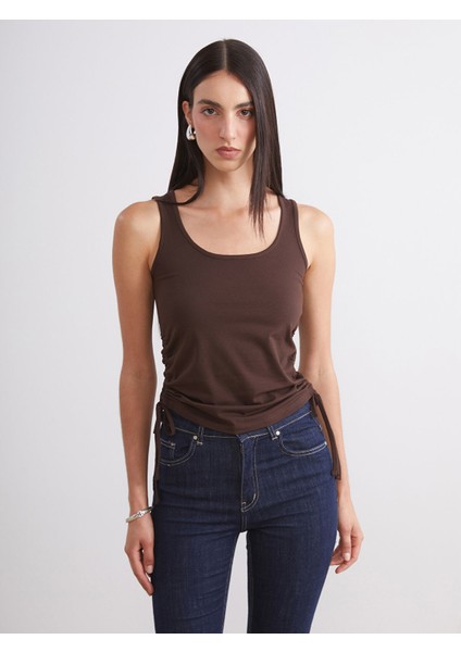 Yeni Sezon Kare Yaka Büzgülü Kadın Atlet 2'li modelleri