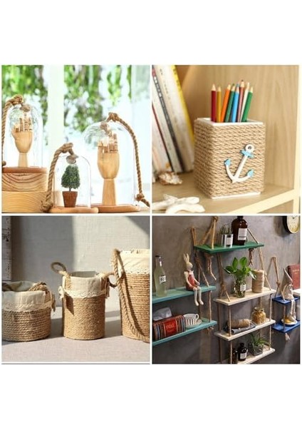 Jüt Halat 8 mm 20 M, Kenevir Ip, 4 Ip, Kalın Jüt Ip, Bükülmüş, Halat, Bahçe, El Işi Için, Kendin Yap Dekorasyon Ipi, Tırabzan Halatı, Gemi Istifleme Ipi, Paket Ipi modelleri