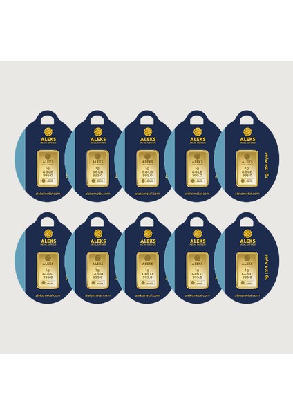 Agakulche 24 Ayar 10 Adet 1 gr 995 Amr Külçe Altın