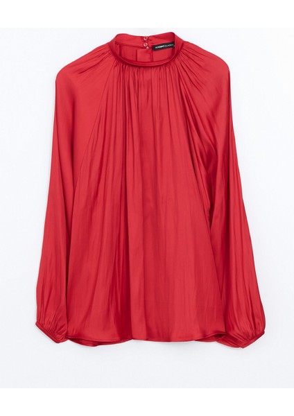 Yeni Sezon Dik Yaka Oversize Saten Kadın Bluz indirimleri