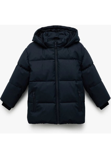 Erkek Çocuk Fermuarlı Kapüşonlu Cep Detaylı Şişme Mont 6WKB20002TW