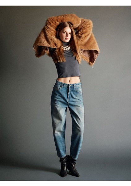 Yeni Sezon Balloon Fit Kadın Jean Pantolon