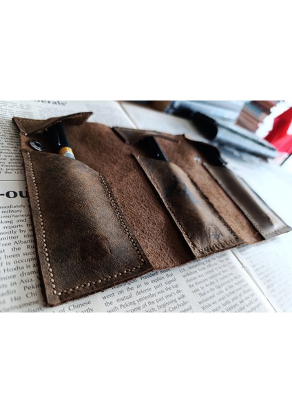 Crazy Gerçek Deri Tamamen El Emeği Özel Kalemleriniz Için Kalemlik Kalemkutu (8*18CM ) NLU63 fırsatları