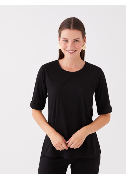 Yeni Sezon Bisiklet Yaka Düz Kısa Kollu Kadın Tişört