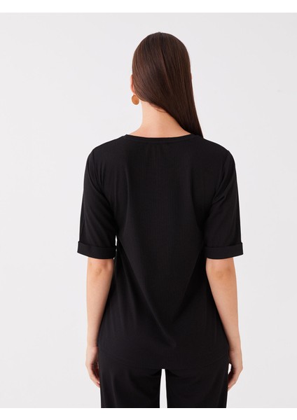 Yeni Sezon Bisiklet Yaka Düz Kısa Kollu Kadın Tişört indirimleri