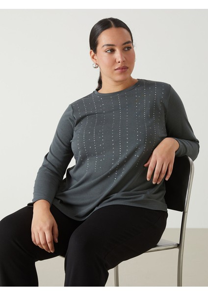 Yeni Sezon Bisiklet Yaka Desenli Kadın Bluz