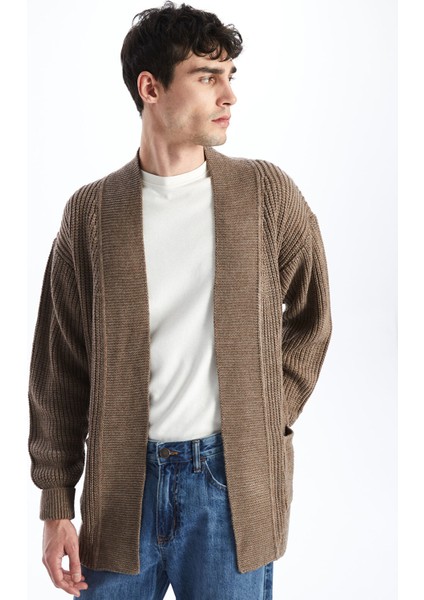 Yeni Sezon Standart Kalıp Şal Yaka Erkek Triko Hırka