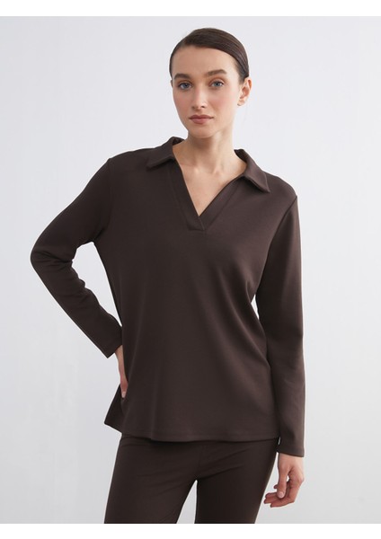 Yeni Sezon Polo Yaka Kadın Sweatshirt