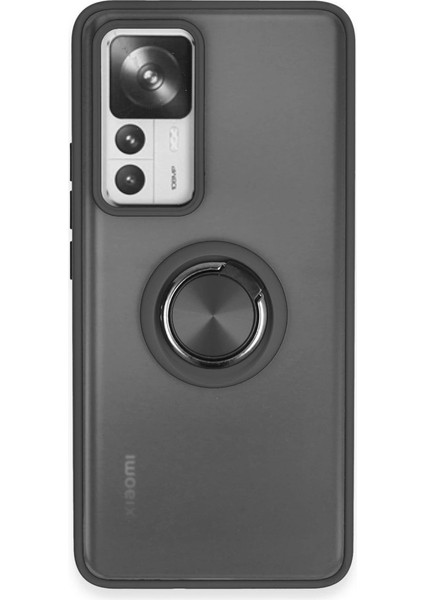 Xiaomi Mi 12T Pro Kılıf Montreal Yüzüklü Silikon Kapak - Siyah