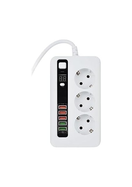 Üçlü Priz 5 USB Portlu Akıım Korumalı Yangına Dayanıklı 3000 W On/off Düğmeli 2 Metre Uzatma Kablolu 3'lü Priz fiyatları