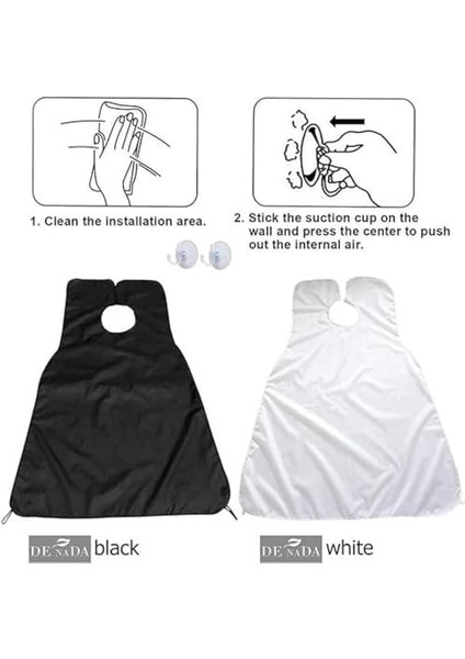 De Nada Pratik Sakal Örtüsü Fonksiyonel Çok Amaçlı Renkli Sakal Kesme Önlüğü 2023 Yeni Model Vantuz Dahil Elite Paket (Beyaz)