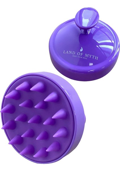 Land Of Myth -LOM1036 Yumuşak Silikon Dişli Saç Derisi Masaj Şampuan Duş Fırçası Yetişkin Çocuk Evcil Hayv (Mor)