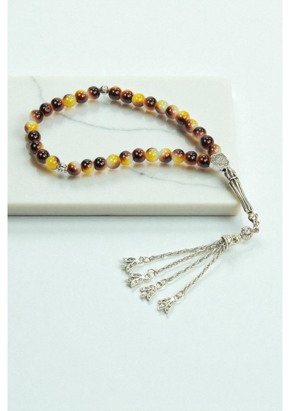 10 Adet 33LÜ Hac Umre Hediyelik Tesbih - Kahverengi Sarı indirimleri