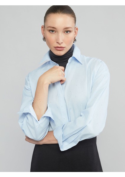 Yeni Sezon Loose Fit Taşlı Kadın Gömlek