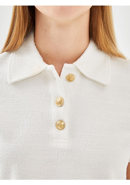 Yeni Sezon Polo Yaka Dokulu Kadın Tişört modelleri