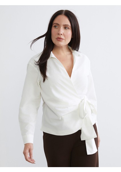 Yeni Sezon Büyük Beden Bağlama Detaylı Kadın Gömlek