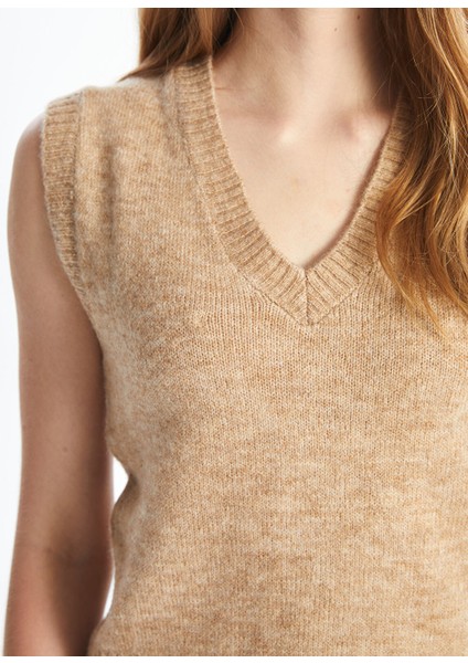 Yeni Sezon Kadın V Yaka Düz Triko Süveter modelleri