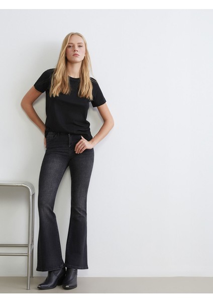 Yeni Sezon Flare Kadın Jean Pantolon