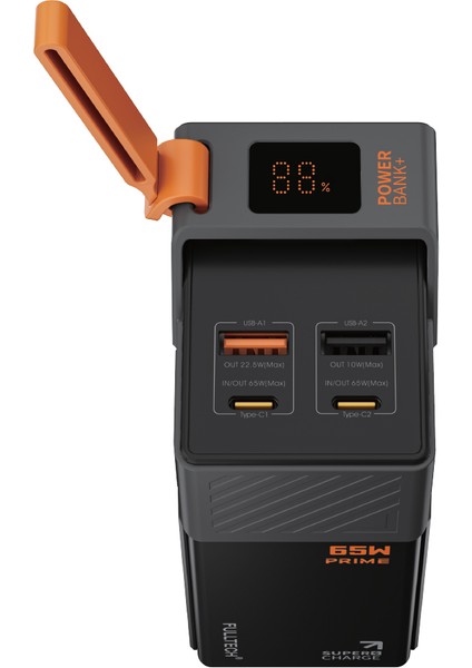 FP44 65W Prime 30000MAH LCD Ekranlı Süper Hızlı Powerbank | 2x Usb-C Çıkış, Dahili Type-C Kablo, 4 Cihaz Aynı Anda Şarj, Akıllı Dijital Gösterge fiyatları