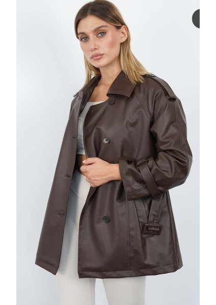 Deri Trençkot Midi Boy modelleri