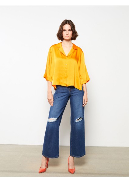 Yeni Sezon Önden Düğme Kapamalı Düz Saten Kadın Gömlek fiyatları