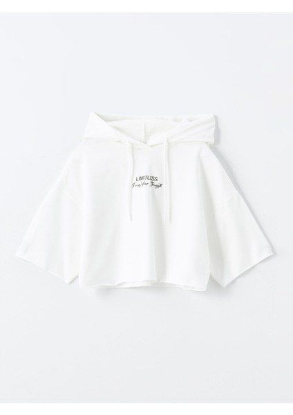 Yeni Sezon Baskılı Kısa Kollu Crop Kadın Hoodie indirimleri