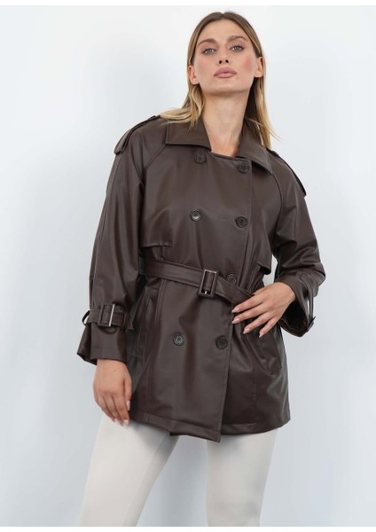 Deri Trençkot Midi Boy