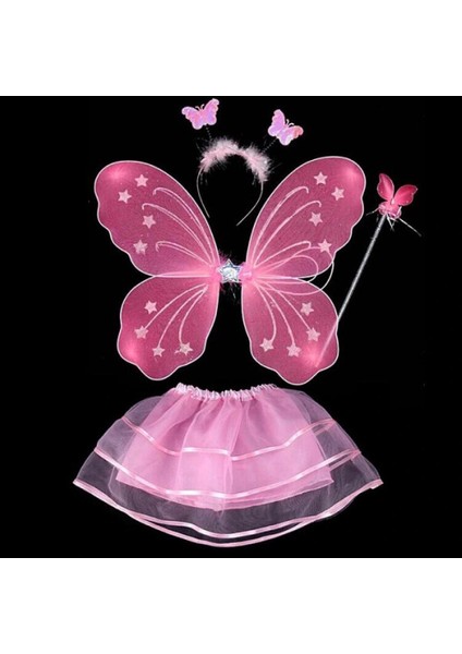 Toz Pembe Kostümü - Toz Pembe Kostüm Aksesuar Seti 4 Parça