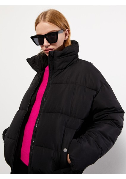 Yeni Sezon Dik Yaka Düz Uzun Kollu Kadın Şişme Mont