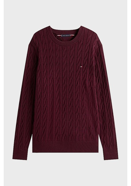 Pamuklu Relaxed Fit Örgülü Bisiklet Yaka Kazak Erkek Kazak MW0MW33132 Xıh indirimleri