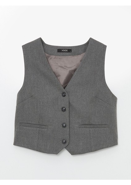 Yeni Sezon Kadın V Yaka Düz Klasik Yelek indirimleri