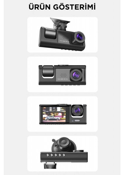 Ta-01 Siyah 1080P Araç Içi 3 Kameralı LCD Ekranlı Gece Görüşlü , G-Sensör , Geri Görüş Kamera modelleri