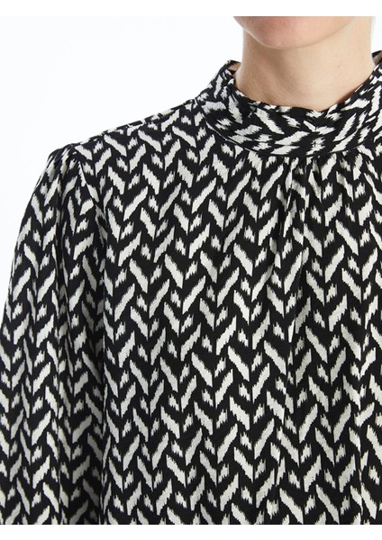 Yeni Sezon Dik Yaka Desenli Oversize Kadın Bluz modelleri