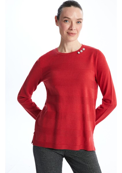 Yeni Sezon Bisiklet Yaka Dokulu Kadın Triko Kazak