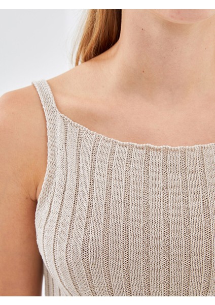 Yeni Sezon Kare Yaka Dokulu Kadın Triko Atlet modelleri