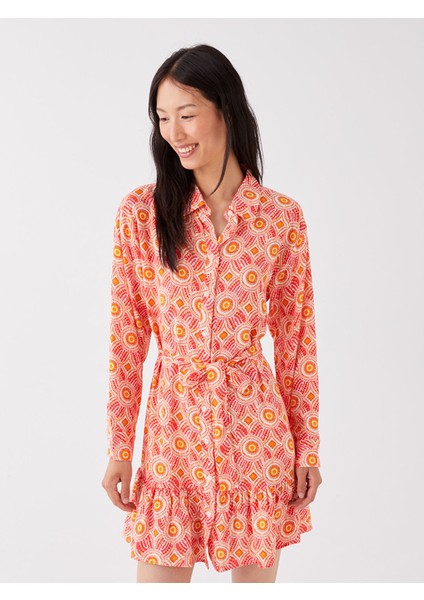 Yeni Sezon Desenli Uzun Kollu Kadın Gömlek Elbise fiyatları