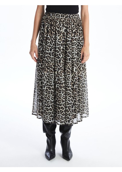 Yeni Sezon Beli Lastikli Leopar Desenli Kadın Etek fiyatları