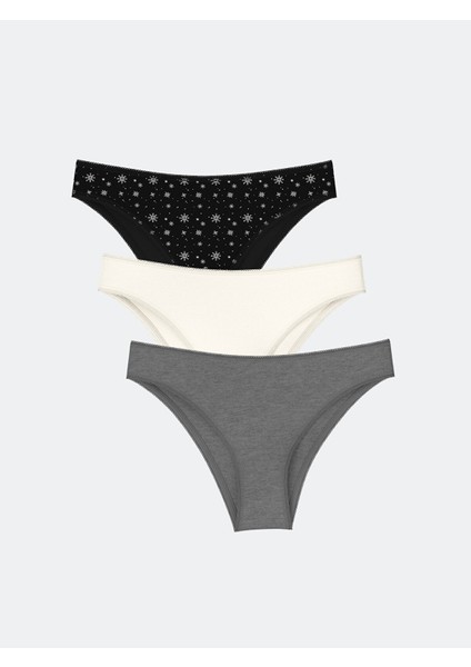 Yeni Sezon Desenli Brazilian Külot 3'lü