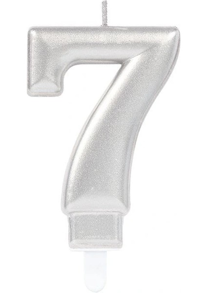 7 Rakam Mum Gümüş Renk
