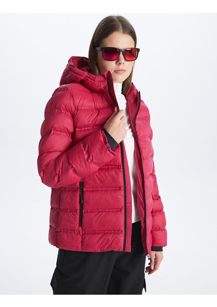 Yeni Sezon Kadın Kapüşonlu Düz Şişme Mont