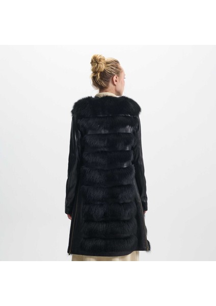 Siyah Kürk-Deri Kadın Kürk Kaban - K23KKM320382-Q7X fırsatları