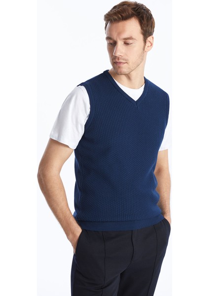 Yeni Sezon Standart Kalıp V Yaka Erkek Triko Süveter