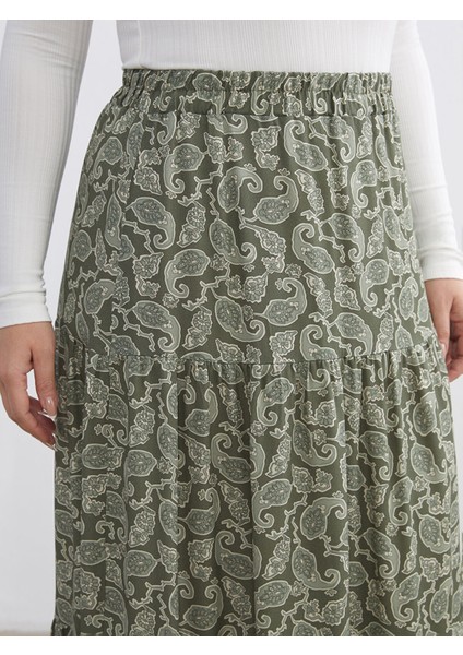 Yeni Sezon Beli Lastikli Desenli Katkat Etek modelleri