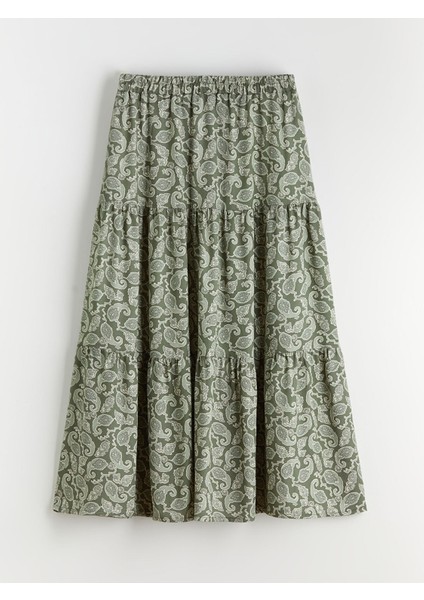 Yeni Sezon Beli Lastikli Desenli Katkat Etek indirimleri