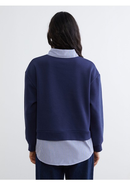 Yeni Sezon Gömlek Yaka Çizgili Kadın Kalın Sweatshirt Tunik fırsatları